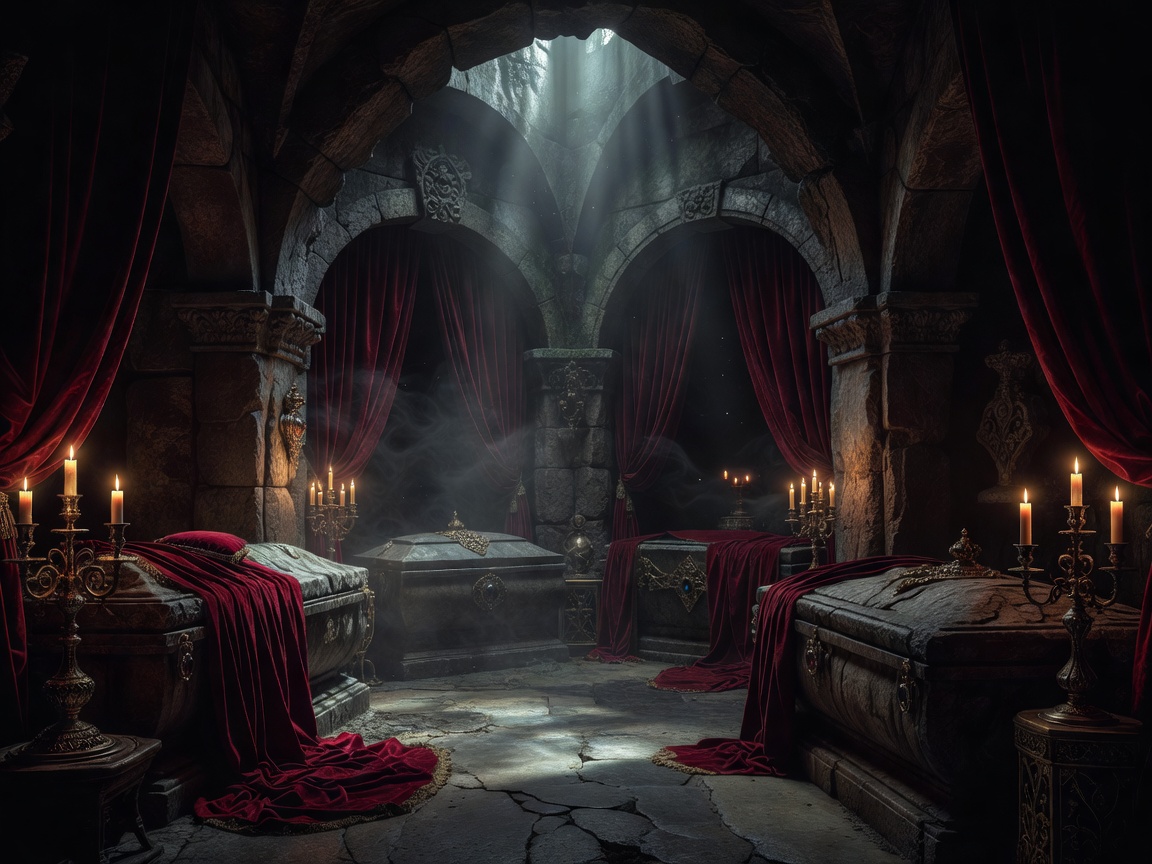 Ancient vampire crypts and red velvet luxury details representing the Dracula Slot atmosphere